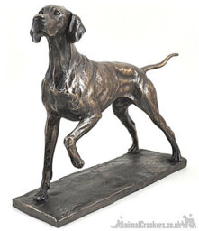 Animal Crackers Pointer Dog Figurine In Solid Cold Cast Bronze Designed By David Geenty - thumbnail 1