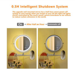 "8"" Wall-Mounted Led Makeup Mirror - 1X/5X Magnifying, Adjustable Light, Swivel & Extendable - Battery Powered (Silver)""" - thumbnail 5