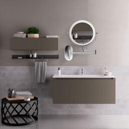 "8"" Wall-Mounted Led Makeup Mirror - 1X/5X Magnifying, Adjustable Light, Swivel & Extendable - Battery Powered (Silver)""" - thumbnail 7
