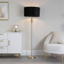 Valuelights Marissa Gold Stacked Ball Floor Lamp With Black Velvet Shade