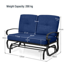 Gainoom 2 Seats Outdoor Navy Swing Glider Chair Patio Loveseat Glider - thumbnail 2