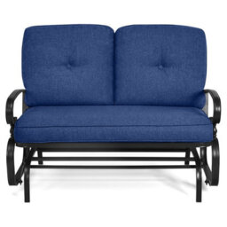 Gainoom 2 Seats Outdoor Navy Swing Glider Chair Patio Loveseat Glider - thumbnail 8