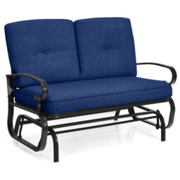 Gainoom 2 Seats Outdoor Navy Swing Glider Chair Patio Loveseat Glider - thumbnail 9