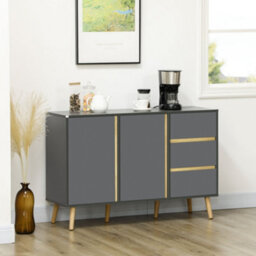 Wyld Haus Sola Vela Dark Grey Sideboard - 2 Doors, 3 Drawers, Adjustable Shelves - 120W X 40D X 80H Cm - thumbnail 3