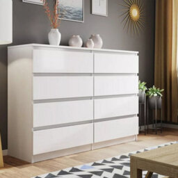SquareBoxx Fairfield Minimalist Large Chest Of Drawers 8 Draw In Matt White - thumbnail 3