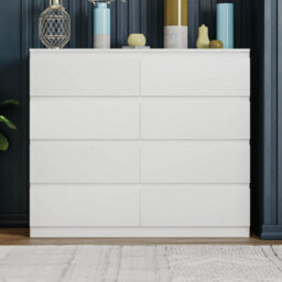 SquareBoxx Fairfield Minimalist Large Chest Of Drawers 8 Draw In Matt White - thumbnail 1