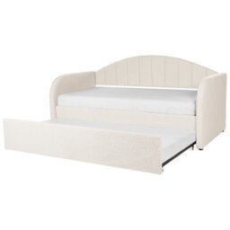 Beliani Trundle Bed Boucle Eyburie 90 X 200 Cm (Eu Single) Light Beige - thumbnail 1