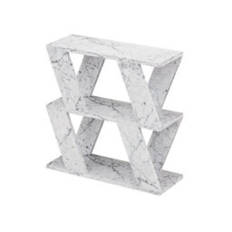 Decortie Lazena Modern 3-Tier Slim Side Coffee Table 60Cm Multipurpose White Marble Effect Living Room H 55Cm - thumbnail 2