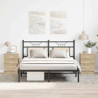 Walplus Bedside Cabinets 2 Pcs Sonoma Oak 38X35X56 Cm Engineered Wood - image 1
