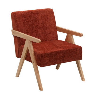 Nordlys Solid Wood Terracotta Bouclé Lounge Chair Countryside Style Living Room - image 1