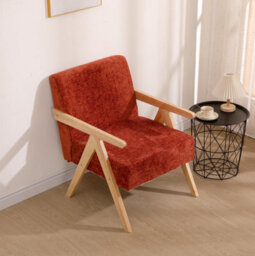 Nordlys Solid Wood Terracotta Bouclé Lounge Chair Countryside Style Living Room - thumbnail 8