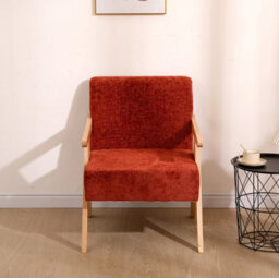 Nordlys Solid Wood Terracotta Bouclé Lounge Chair Countryside Style Living Room - thumbnail 4