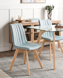 Beliani Set Of 2 Dining Chairs Calgary Fabric Light Blue - thumbnail 2
