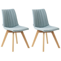 Beliani Set Of 2 Dining Chairs Calgary Fabric Light Blue - thumbnail 1