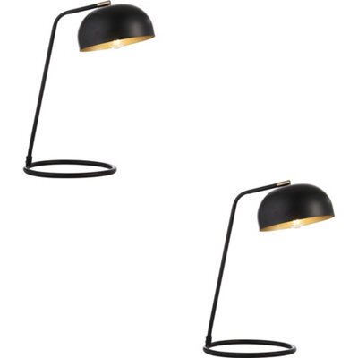 Loops 2 Pack Matt Black & Antique Brass Task Lamp - Adjustable Industrial Shade Table Light - image 1