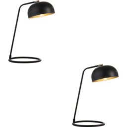 Loops 2 Pack Matt Black & Antique Brass Task Lamp - Adjustable Industrial Shade Table Light - thumbnail 1