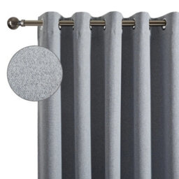 Ameha Blackout Grey Eyelet Curtain Energy Efficient Thermal Insulated Window Curtain Pair 66X54'' Linen Texture Fabric Bedroom Curtain - thumbnail 3