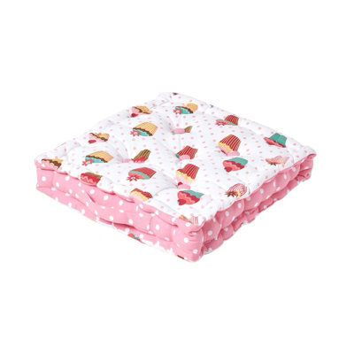 Homescapes Cotton Cup Cakes Floor Cushion, 50 X 50 Cm - image 1