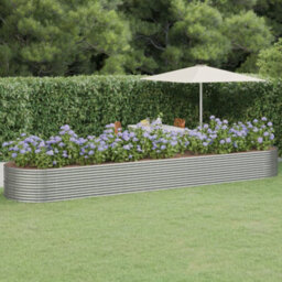 Berkfield Durable Garden Planter Powder-Coated Steel 584X140X68 Cm Silver - thumbnail 2