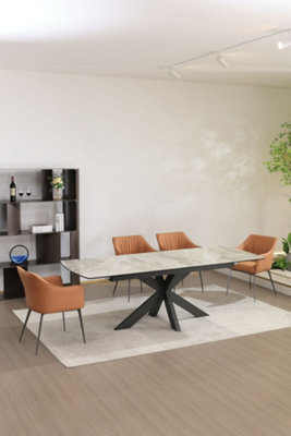 Interior Emporium Ie Nordic Rock Extendable Ceramic Dining Table - Rectangular Sintered Stone Top - Seats Up To 8 - Without Chairs (Grey) - image 1
