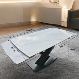Interior Emporium Ie Nordic Rock Extendable Ceramic Dining Table - Rectangular Sintered Stone Top - Seats Up To 8 - Without Chairs (Grey) - thumbnail 3