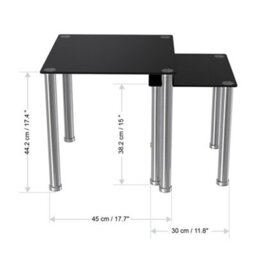 Avf 50Cm X 45Cm Nesting Side Table Set - Black Glass & Chrome - thumbnail 7