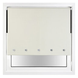 Furnished Thermal Blackout Roller Blinds With Round Eyelets & Metal Fittings - Cream (W)120Cm (L)210Cm