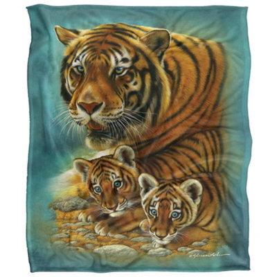 Jq Licensing Silky Tiger & Cubs Supersoft Blanket Multicoloured (152Cm X 127Cm) - image 1