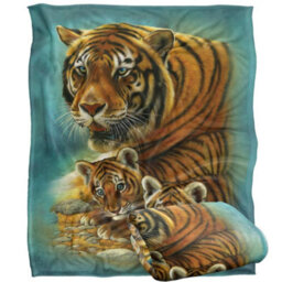 Jq Licensing Silky Tiger & Cubs Supersoft Blanket Multicoloured (152Cm X 127Cm) - thumbnail 2