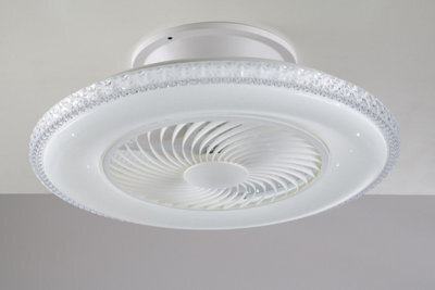 Luminosa Lighting Luminosa Borea Led Dimmable Ceiling Lamp With Fan, Wifi Smart, Voice Control, White Effect Starry Sky Edge Diamond,