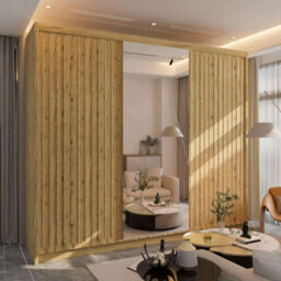 Sliding Wardrobes 4 u LTD Sliding Wardrobes 4U Ronal 2&3 Sliding Door Wardrobe With Mirror Panel Available In 4 Colors - (Oak/oak W250Cm, H217Cm) - thumbnail 1