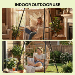 Outsunny Hammock Chair Stand Only For Indoor Outdoor 150Kg Load Black - thumbnail 6