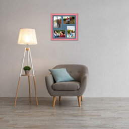 AK Frames 12X12 Pastel Pink Modern Multi Photo Frame With Pompadour Mount - Holds 4 Apertures (4X) 6X4 Photos - thumbnail 3