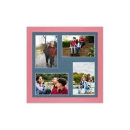 AK Frames 12X12 Pastel Pink Modern Multi Photo Frame With Pompadour Mount - Holds 4 Apertures (4X) 6X4 Photos