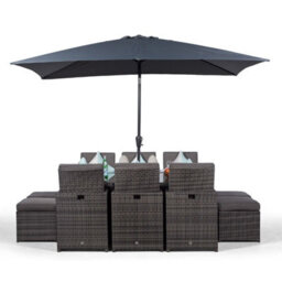 Giardino 6 Seater Rattan Cube Dining Set - Grey - thumbnail 3