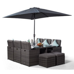 Giardino 6 Seater Rattan Cube Dining Set - Grey - thumbnail 2