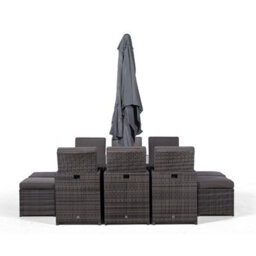 Giardino 6 Seater Rattan Cube Dining Set - Grey - thumbnail 7