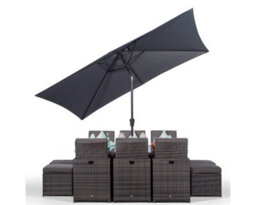 Giardino 6 Seater Rattan Cube Dining Set - Grey - thumbnail 4