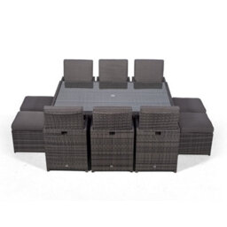 Giardino 6 Seater Rattan Cube Dining Set - Grey - thumbnail 8