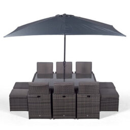 Giardino 6 Seater Rattan Cube Dining Set - Grey - thumbnail 5