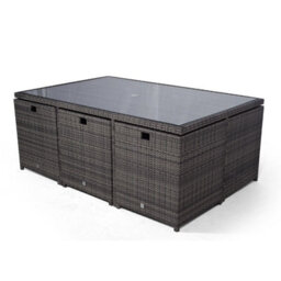 Giardino 6 Seater Rattan Cube Dining Set - Grey - thumbnail 9