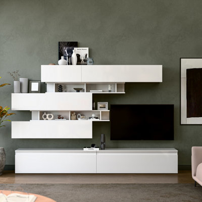 Decorotika Zaragoza Moduler Modern Tv Unit Wall Mount High Gloss White - image 1
