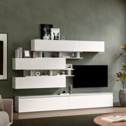 Decorotika Zaragoza Moduler Modern Tv Unit Wall Mount High Gloss White - thumbnail 3