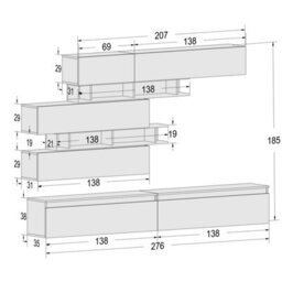 Decorotika Zaragoza Moduler Modern Tv Unit Wall Mount High Gloss White - thumbnail 6