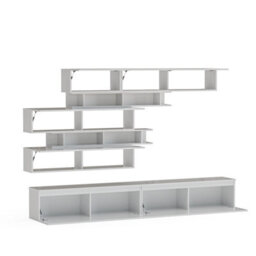 Decorotika Zaragoza Moduler Modern Tv Unit Wall Mount High Gloss White - thumbnail 5