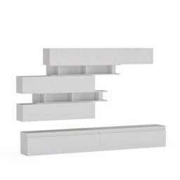 Decorotika Zaragoza Moduler Modern Tv Unit Wall Mount High Gloss White - thumbnail 4