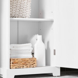 Sobuy Bzr207-W, Slim Bathroom Cabinet With Drawer Storage Cupboard Freestanding Floor Cabinet In Wood,white - thumbnail 8