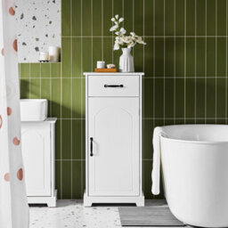 Sobuy Bzr207-W, Slim Bathroom Cabinet With Drawer Storage Cupboard Freestanding Floor Cabinet In Wood,white - thumbnail 4