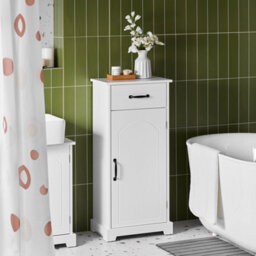 Sobuy Bzr207-W, Slim Bathroom Cabinet With Drawer Storage Cupboard Freestanding Floor Cabinet In Wood,white - thumbnail 2