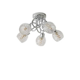Valuelights Reyka 5 Way Chrome Curved Arm Flush Ceiling Light With Stunning Swirled Glass Dome Shades With 3W Led G9 Bulbs - thumbnail 8